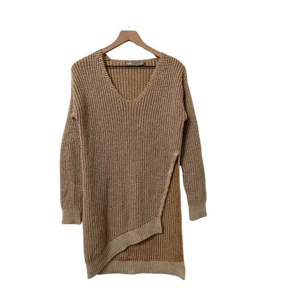 ASOS Sweaters - ASOS Tan & Brown Mohair Blend Knit Asymmetrical Long Tunic Sweater Size 2